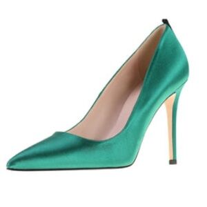 SJP by Sarah Jessica Parker Emerald Satin Pointed Toe Stiletto Pump